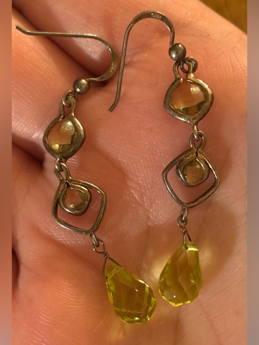 Lemon Quartz Crystal Sterling Drop Earrings - Picture 9 of 13